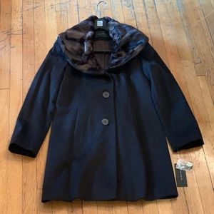Tahari faux fur shawl collar winter coat